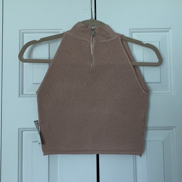 Blush Sleeveless High Neck Crop Top - Picture 2 of 5